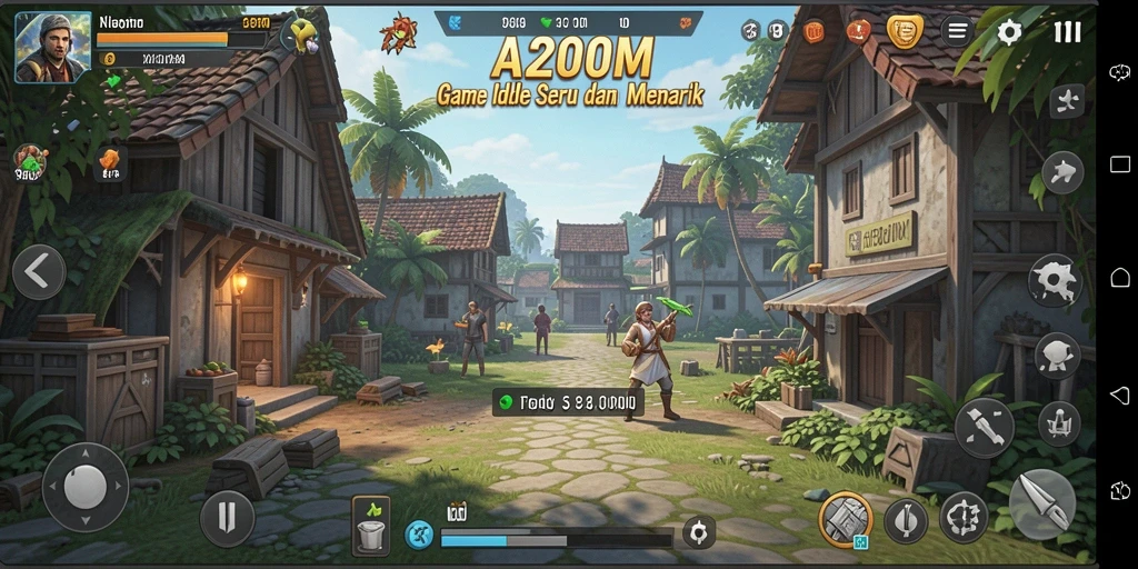 Screenshot gameplay A200M menampilkan momen seru dalam pengelolaan sumber daya idle.