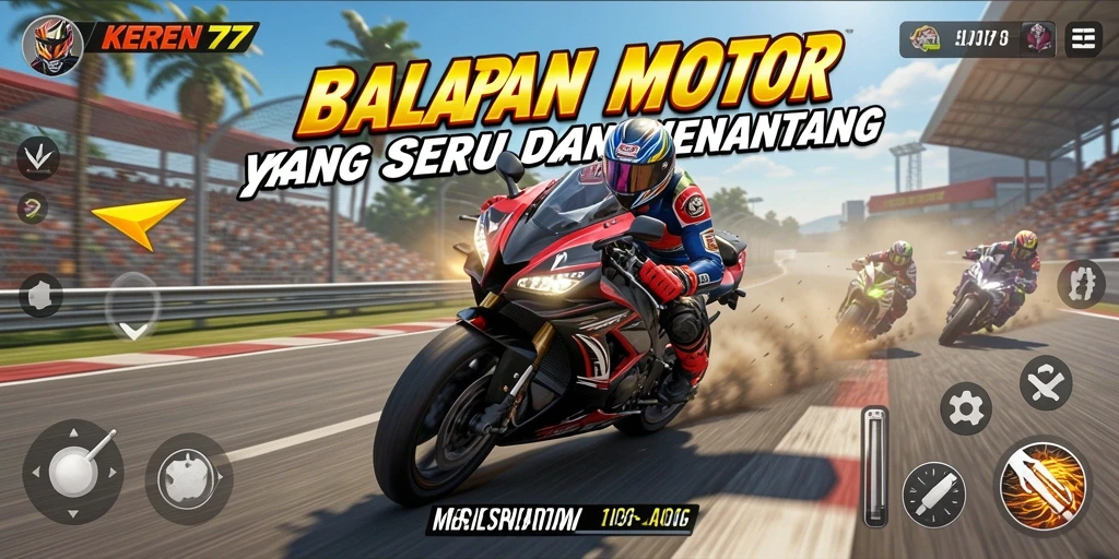 Tampilan gameplay balapan motor KEREN77 yang mendebarkan.