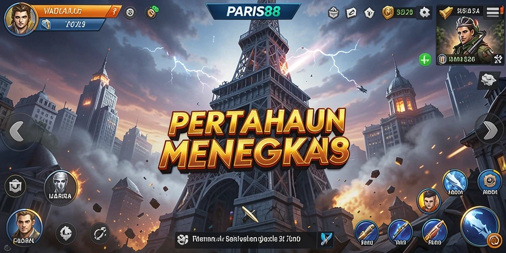 Gameplay menegangkan dalam PARIS88 dengan banyak menara untuk dipilih.