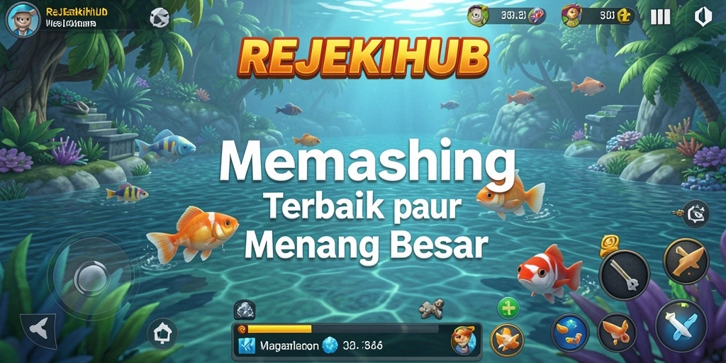 Tampilan utama gameplay REJEKIHUB dengan suasana memancing yang seru.