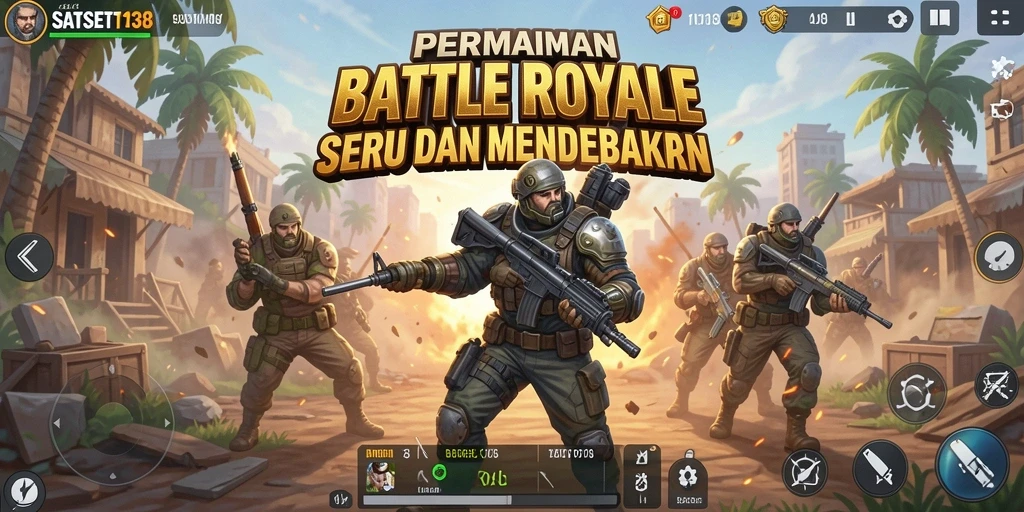 Tampilan gameplay seru dari SATSET138 dalam pertempuran Battle Royale.
